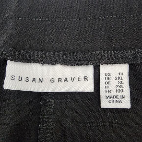Susan Graver Womens Regular Liquid Knit Straight Leg Pants Size 1X Black Pull On - Picture 8 of 10
